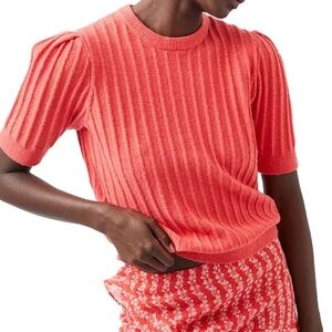 French Connection Lola Vibrant Coral Pink Crew Neck Sweater